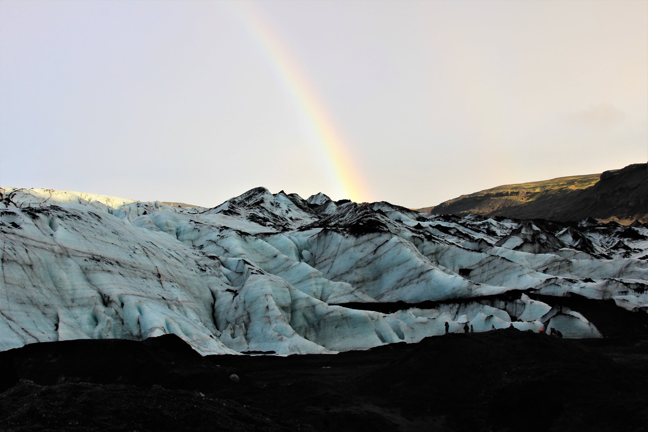 Sólheimarjökull Glacier with a rainbow
