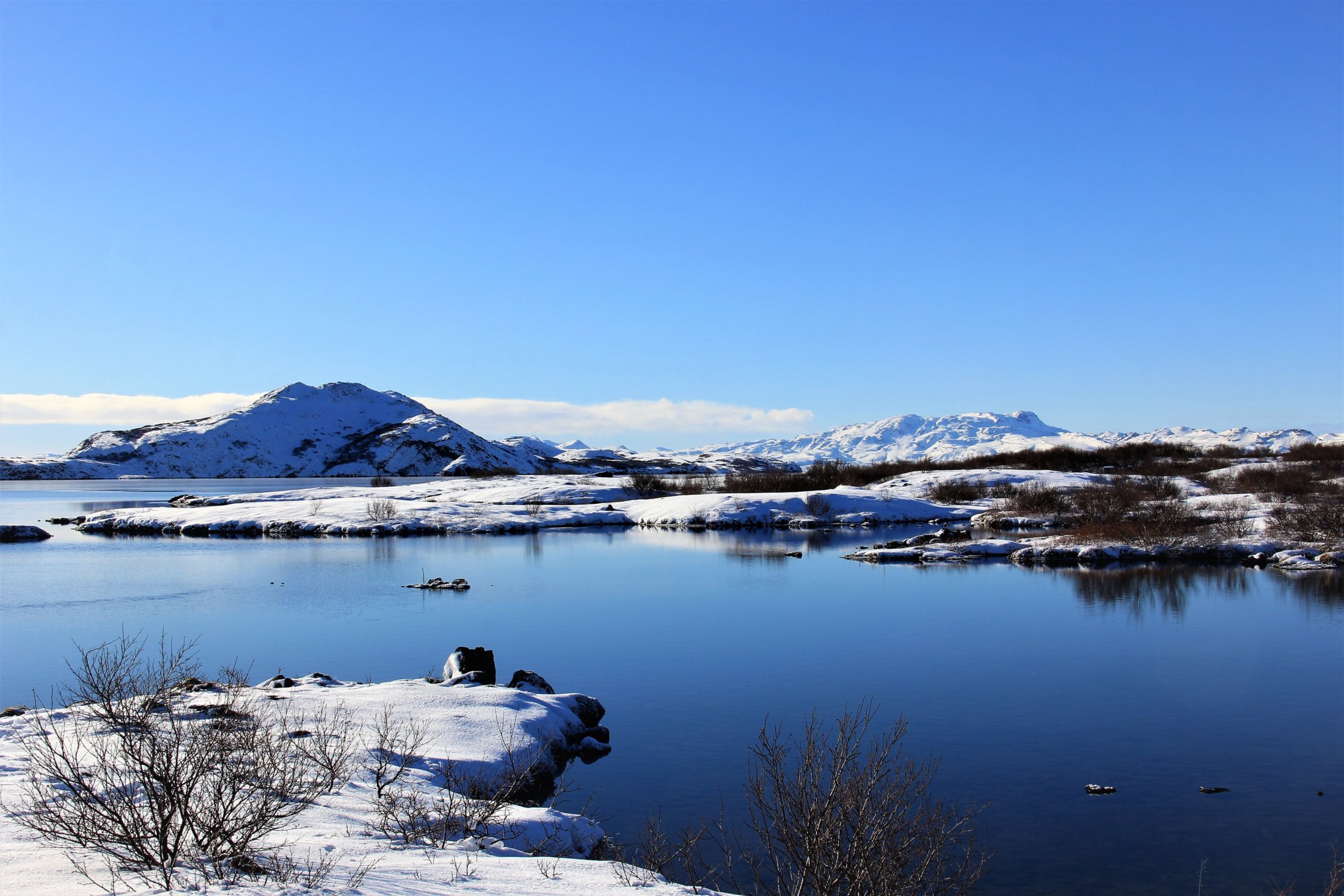 Lake Thingvellir in wintergarments
